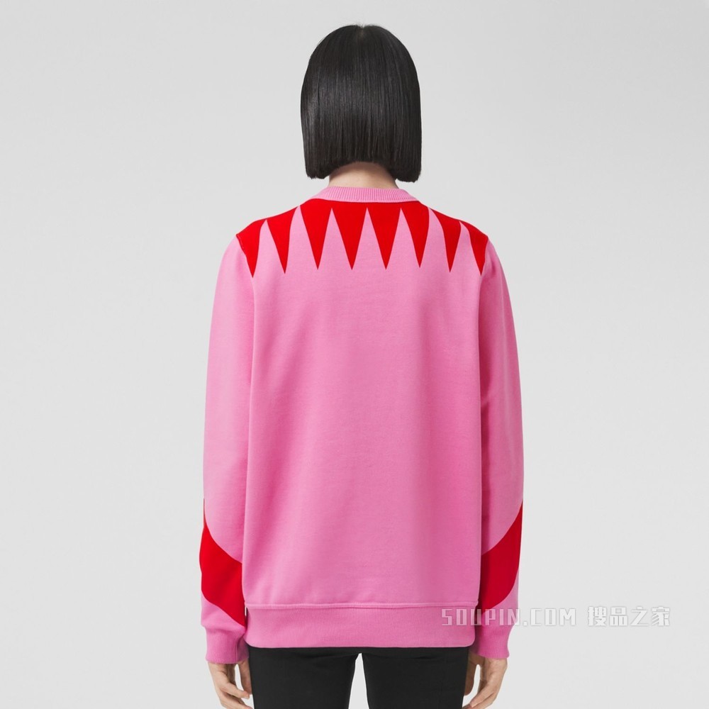 几何印花宽松棉质运动衫 (樱草花粉色) - 女士