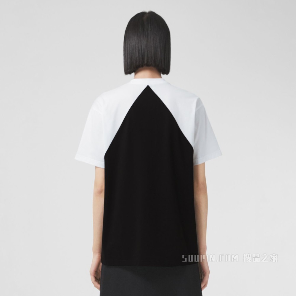 几何印花宽松棉质 T 恤衫 (海洋蓝) - 女士