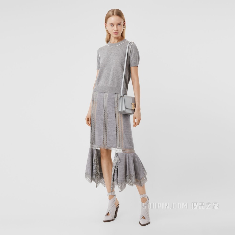 TB 小号专属标识皮革锁扣包 (灰石南花色) - 女士