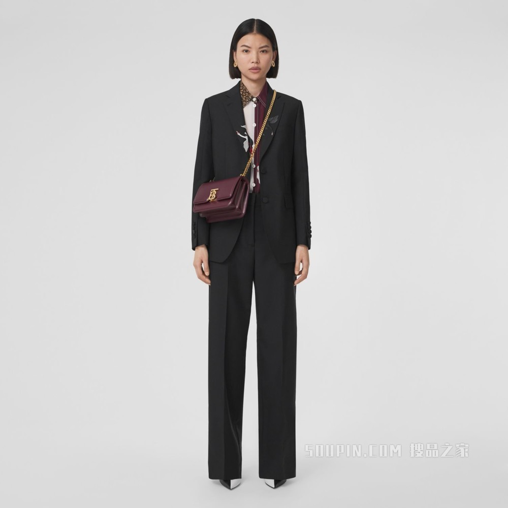 TB 小号专属标识皮革锁扣包 (深栗色) - 女士