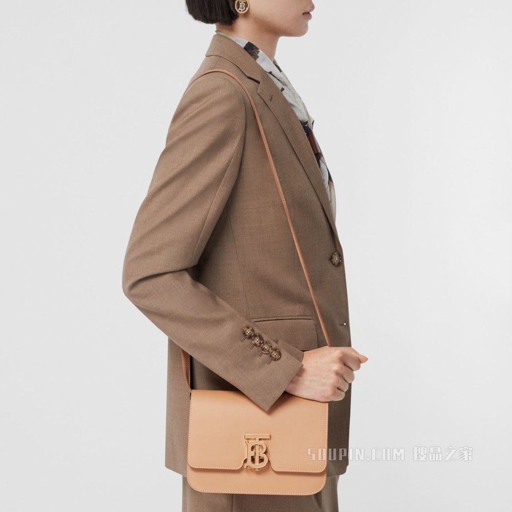 TB 小号专属标识皮革锁扣包 (暖沙色) - 女士