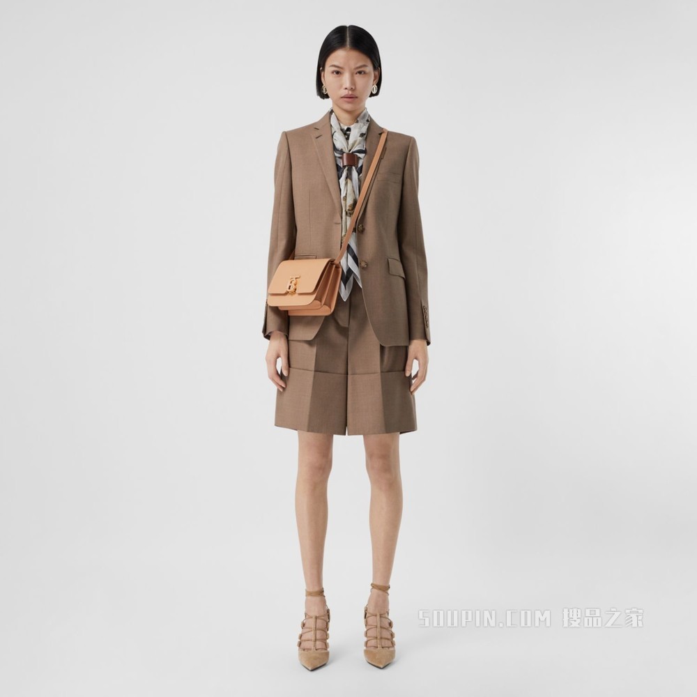 TB 小号专属标识皮革锁扣包 (暖沙色) - 女士