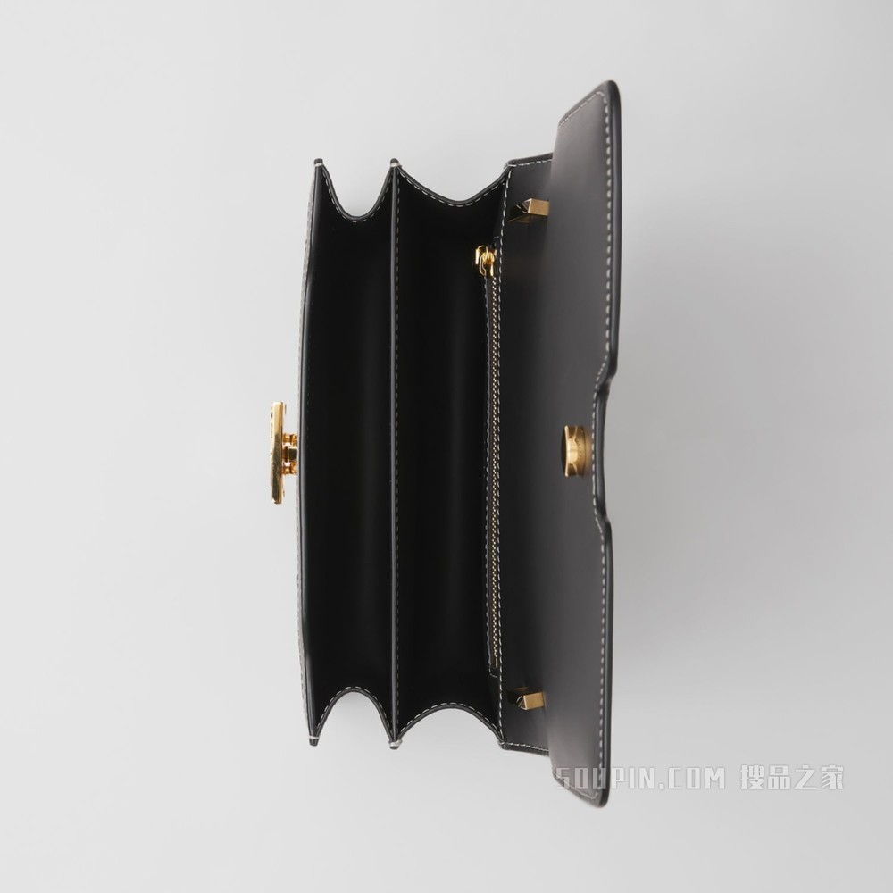 TB 小号格纹帆布拼皮革专属标识锁扣包 (军绿色) - 女士