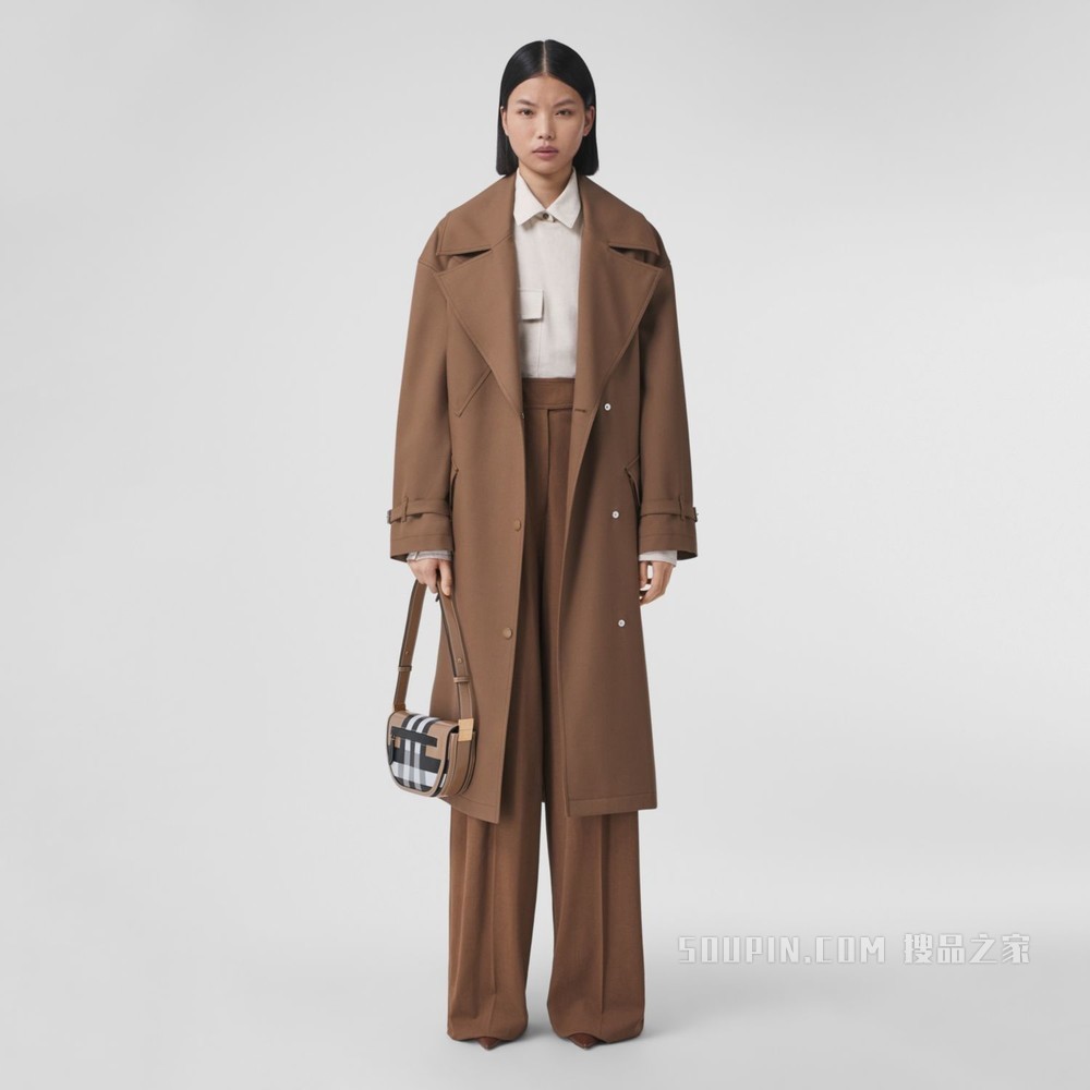 Olympia – 小号格纹皮革埃伦匹亚包 (驼色) - 女士