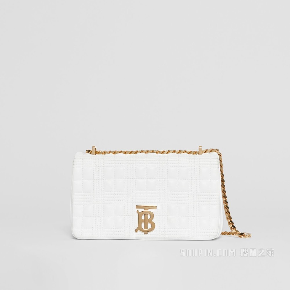 Lola - 小号绗缝羔羊皮萝纳包 (白色)