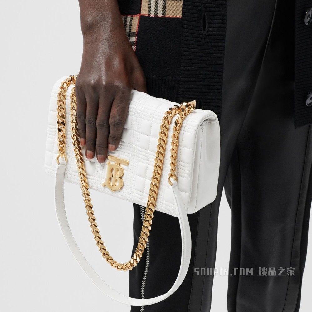 Lola - 小号绗缝羔羊皮萝纳包 (白色)