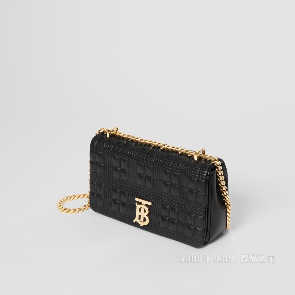 Lola – 小号绗缝羔羊皮萝纳包 (黑色 / 浅金色) - 女士