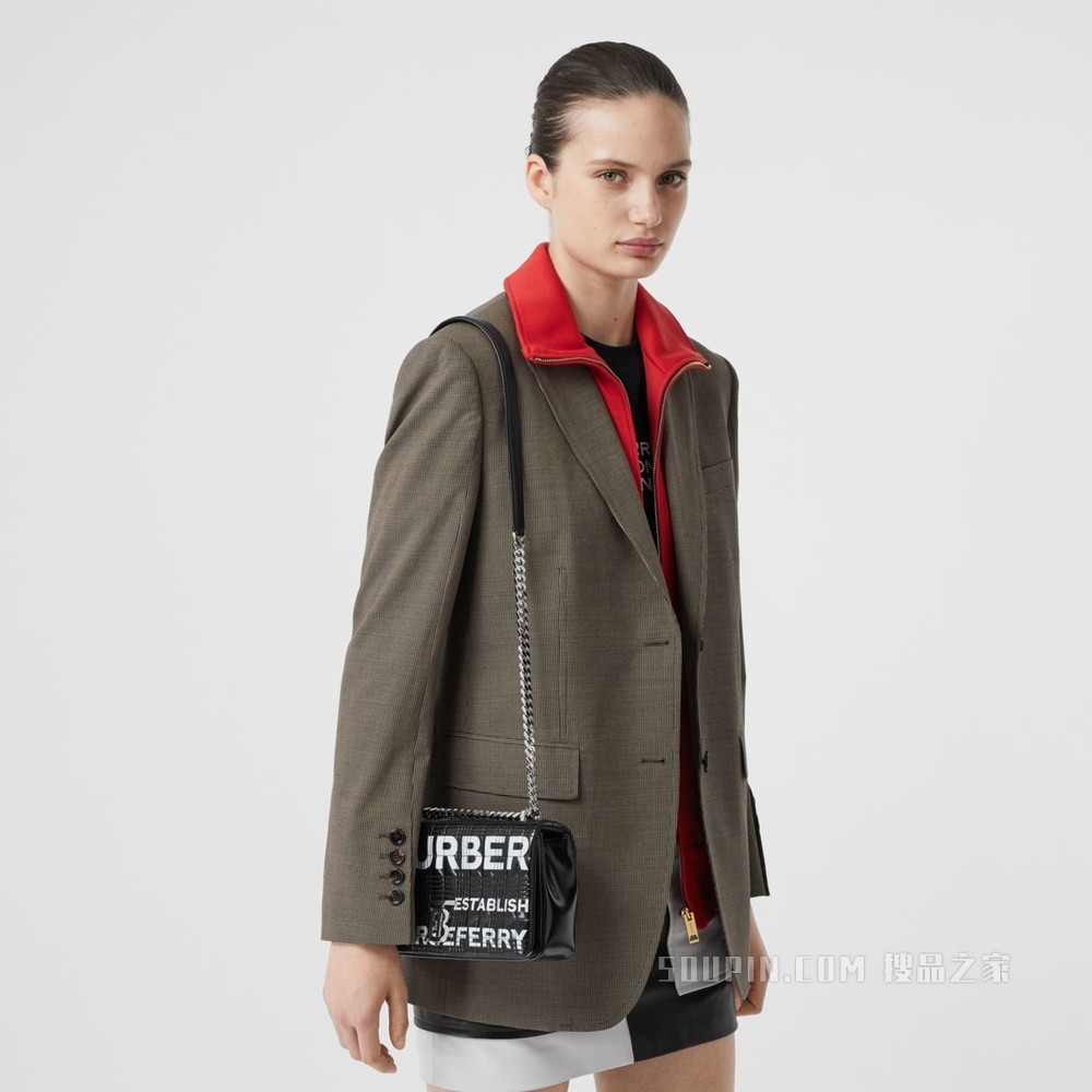 Lola - 小号 Horseferry 印花绗缝萝纳包 (黑色 / 银色) - 女士