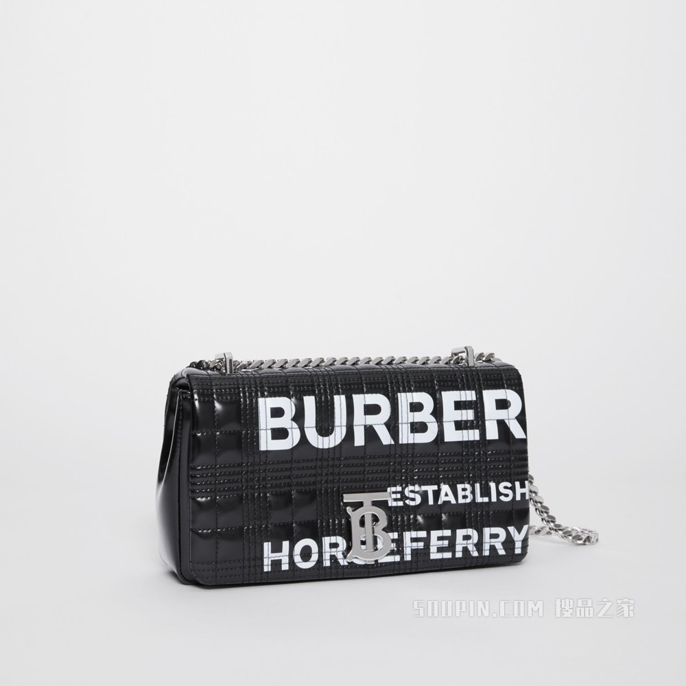 Lola - 小号 Horseferry 印花绗缝萝纳包 (黑色 / 银色) - 女士