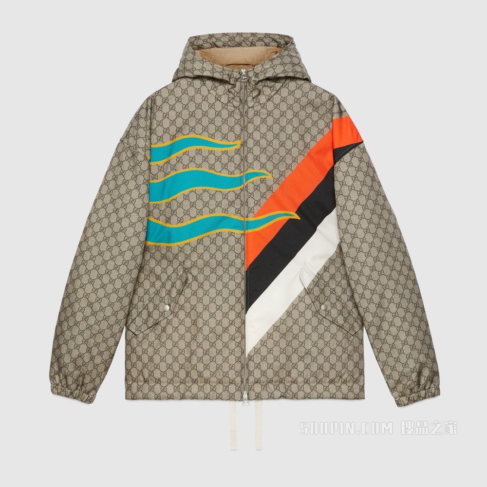 “G Centum”印花夹克 米色和乌木色