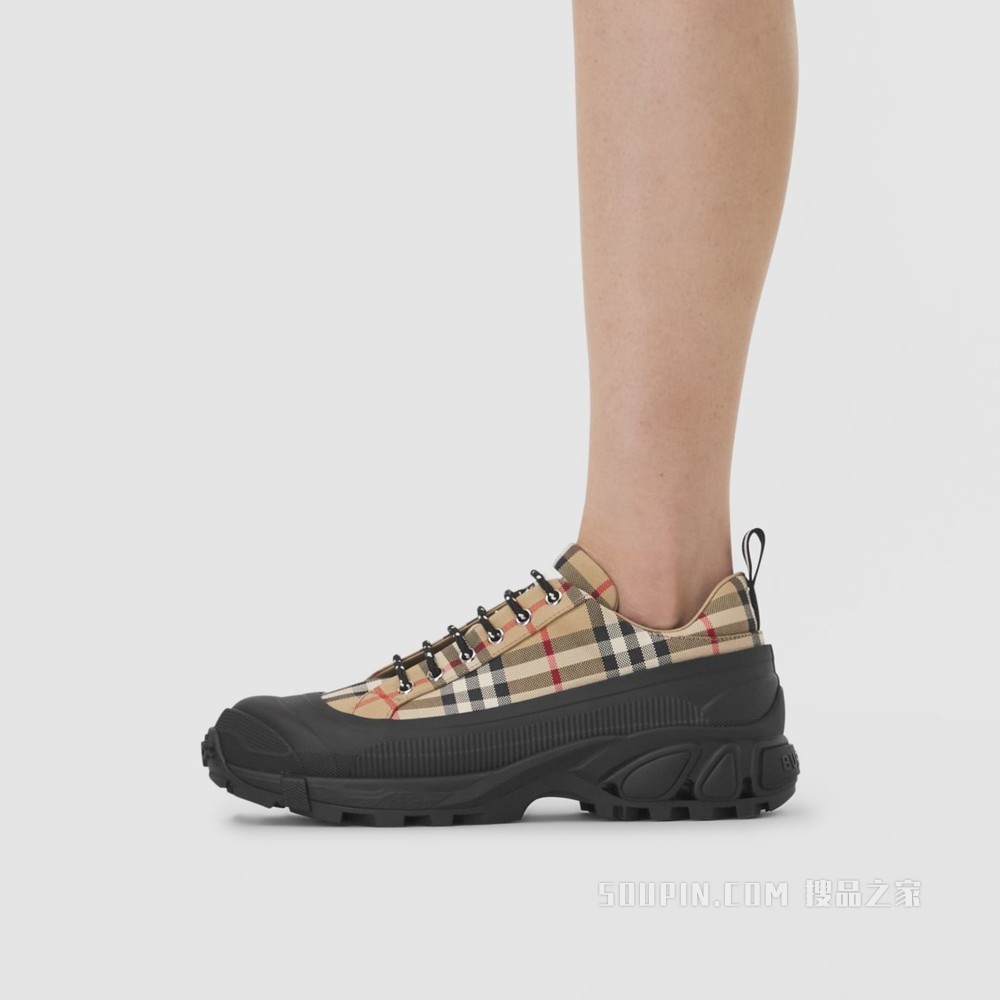 Vintage 格纹棉质 Arthur 运动鞋 (典藏米色) - 女士
