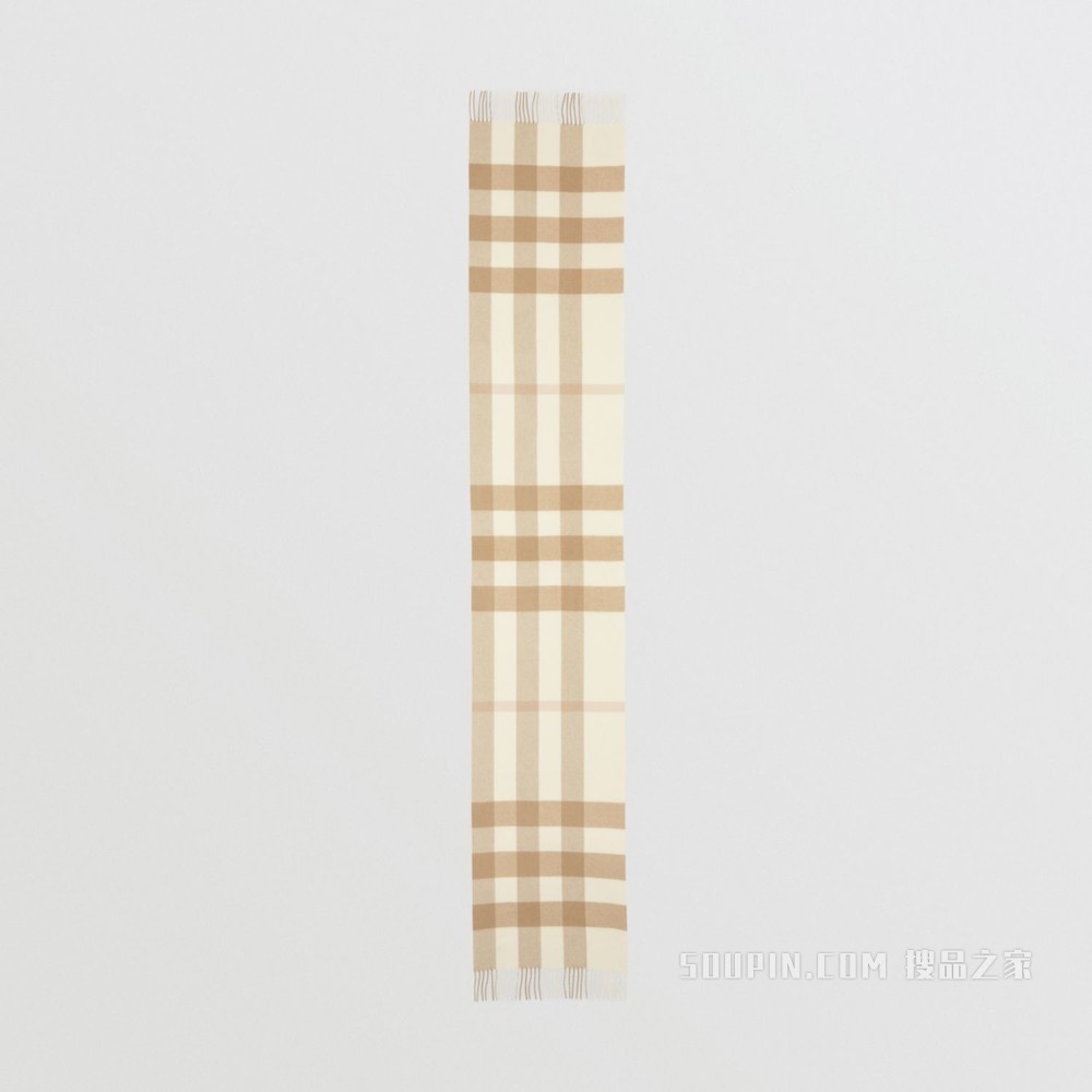 格纹羊绒围巾 (白色)