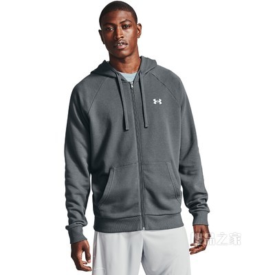 男士UA Rival Cotton拉链连帽上衣
