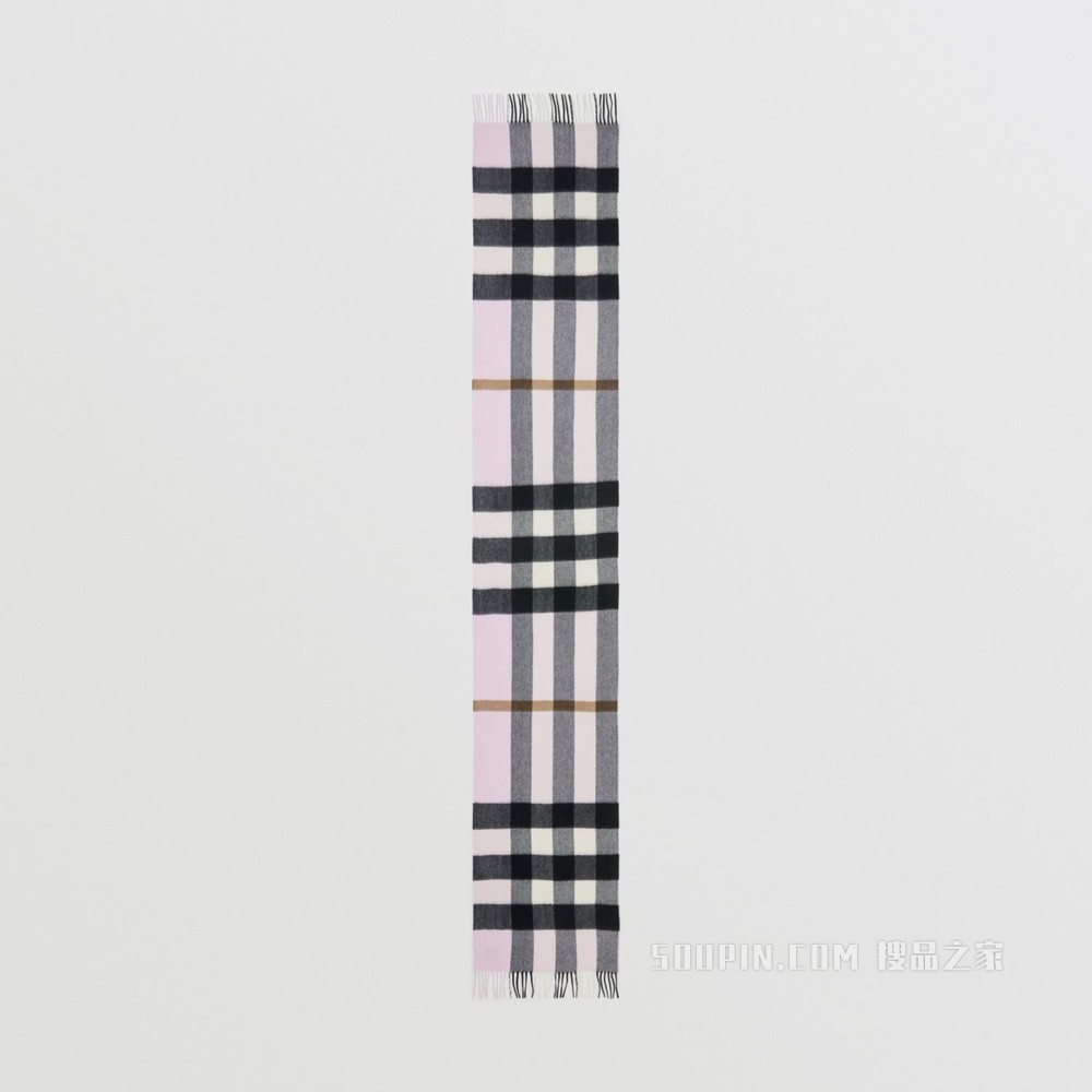 格纹羊绒围巾 (浅糖果粉)