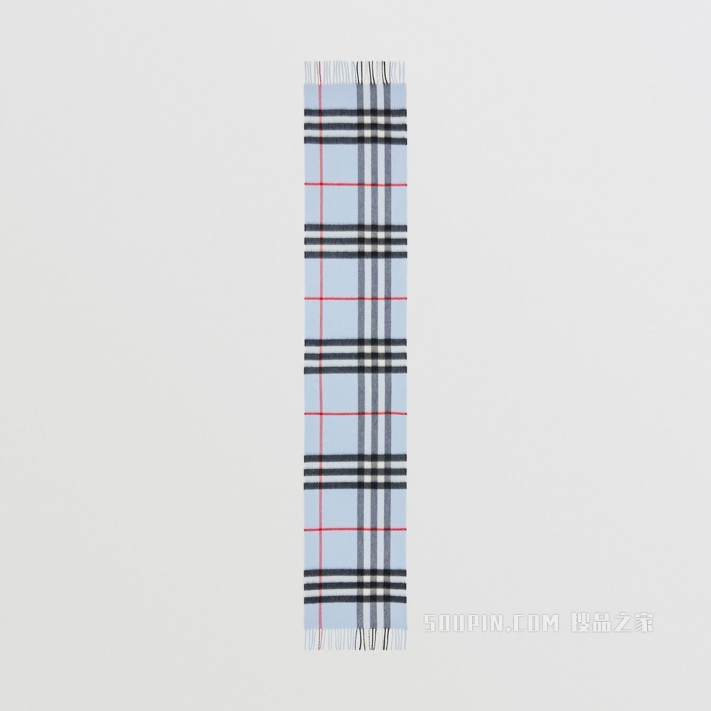格纹羊绒围巾 (浅蓝色)