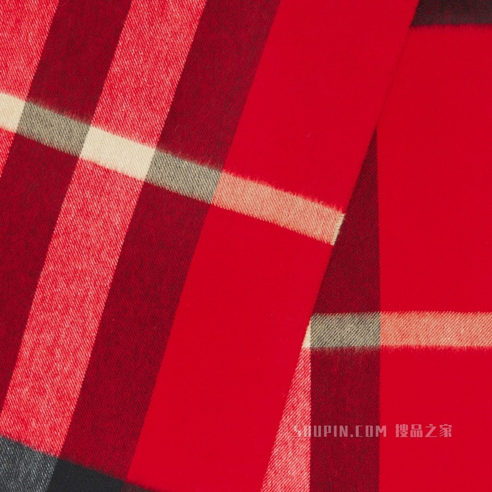 格纹羊绒围巾 (红色)