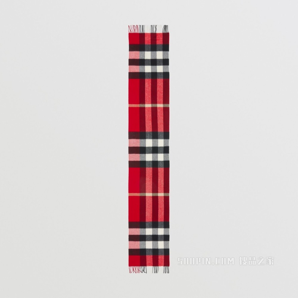 格纹羊绒围巾 (红色)