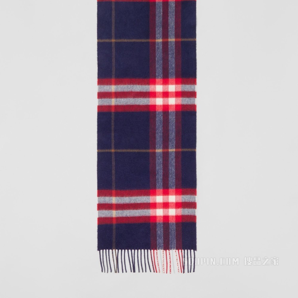 经典羊绒围巾 (海军蓝 / 红色)