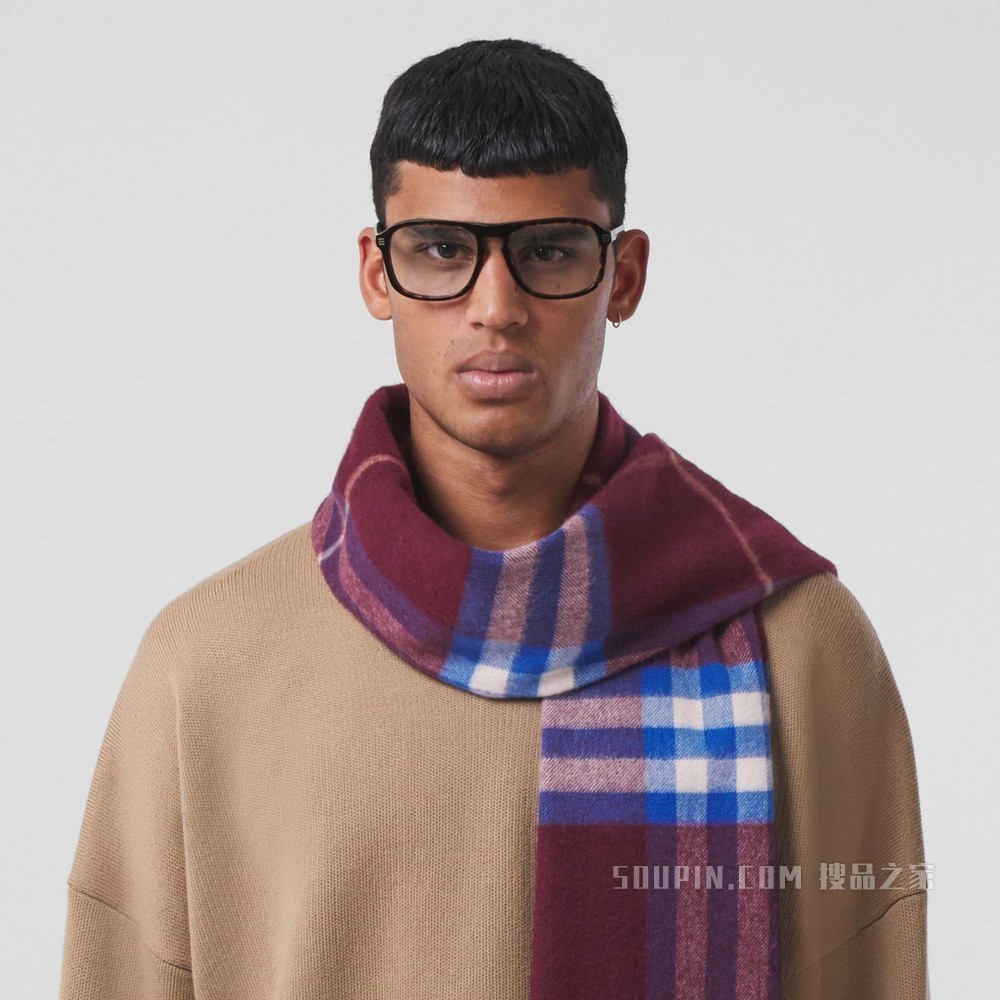 经典羊绒围巾 (樱桃绒 / 蓝色)