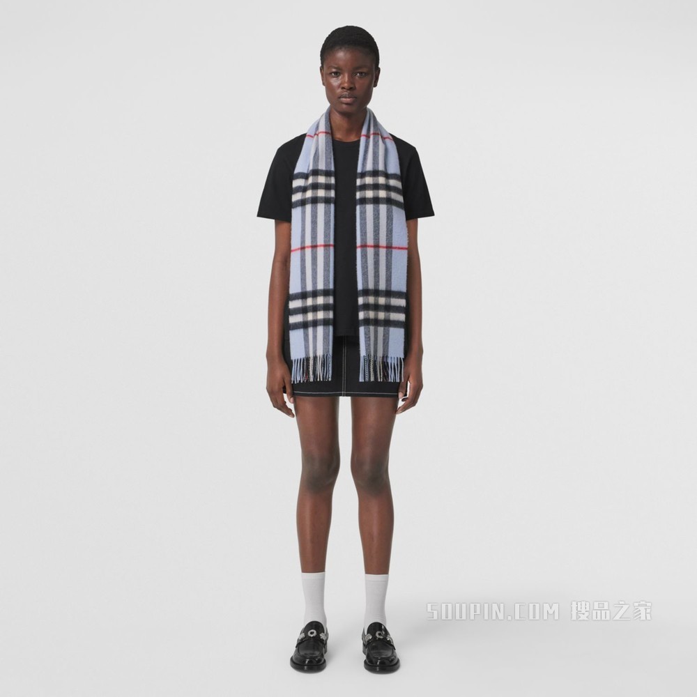 经典羊绒围巾 (浅蓝色)