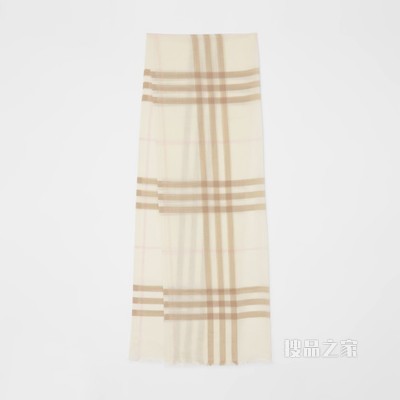 轻盈格纹丝毛混纺围巾 (白色 / 雪花白)