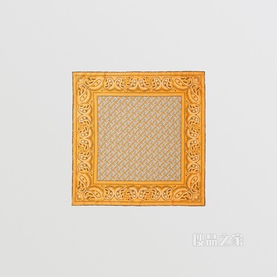 佩斯利拼专属标识印花丝质方巾 (亮橘色)