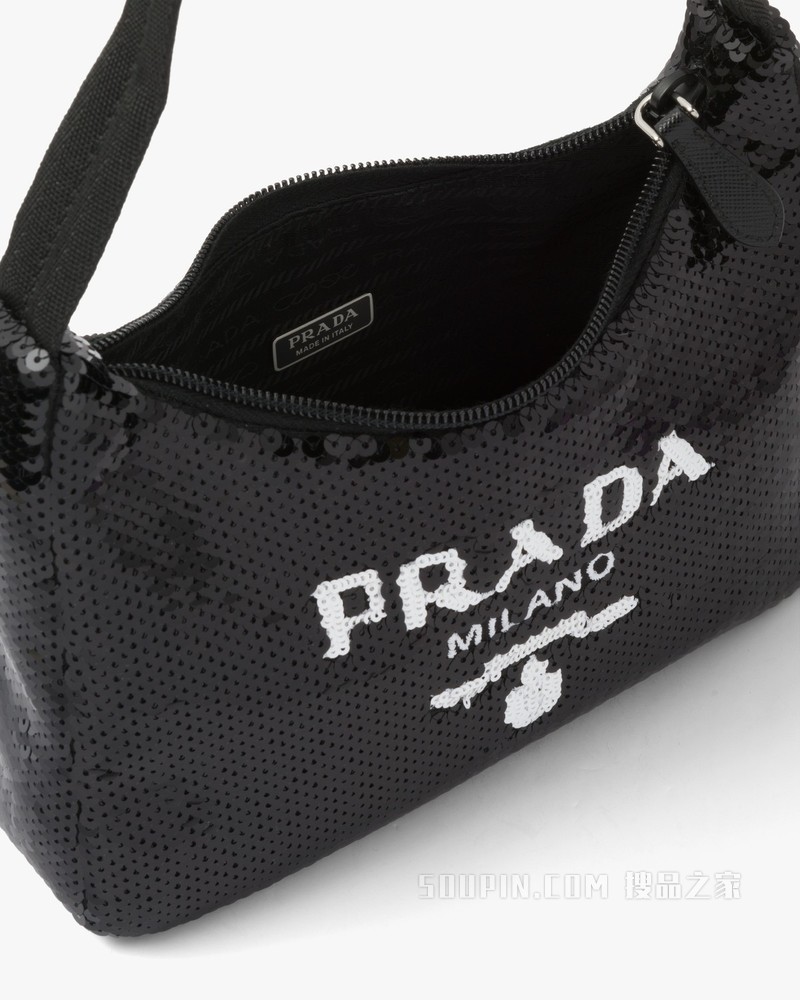 Prada Re-Edition 2000 Re-Nylon 圆点亮片迷你手袋