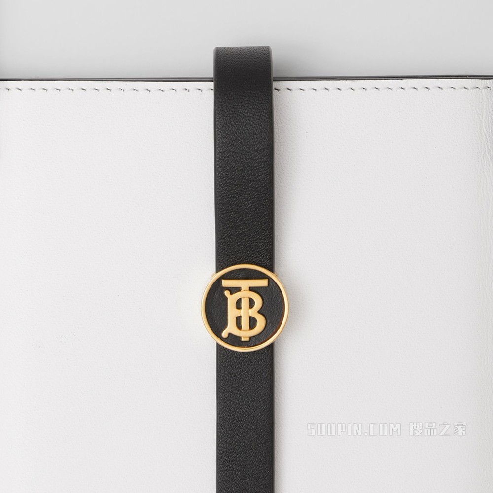 双色皮革 ANNE 手机保护套（含背带） (光白色 / 黑色) - 女士