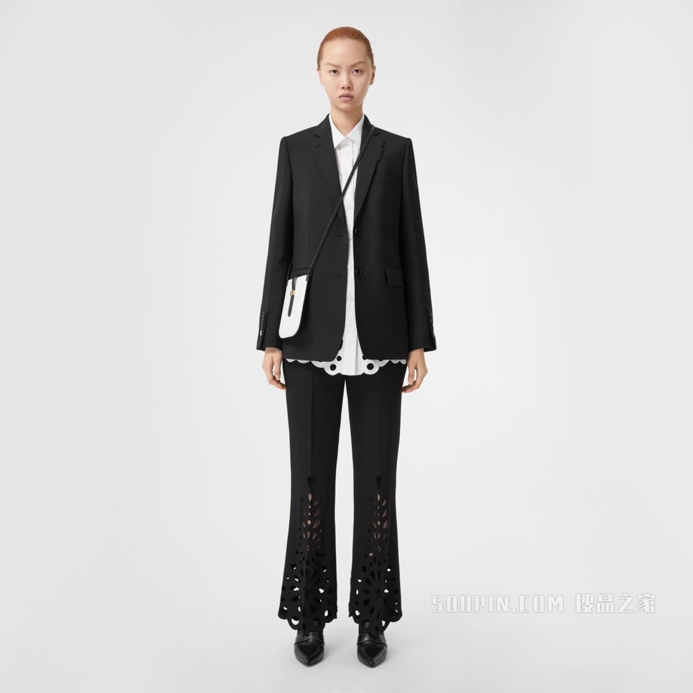 双色皮革 ANNE 手机保护套（含背带） (光白色 / 黑色) - 女士