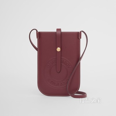 徽标图案皮革 ANNE 手机保护套(含背带) (榴石色) - 女士