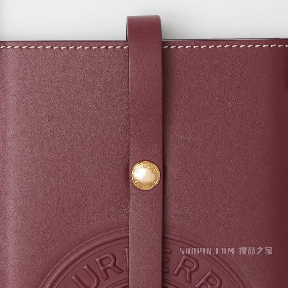 徽标图案皮革 ANNE 手机保护套（含背带） (榴石色) - 女士