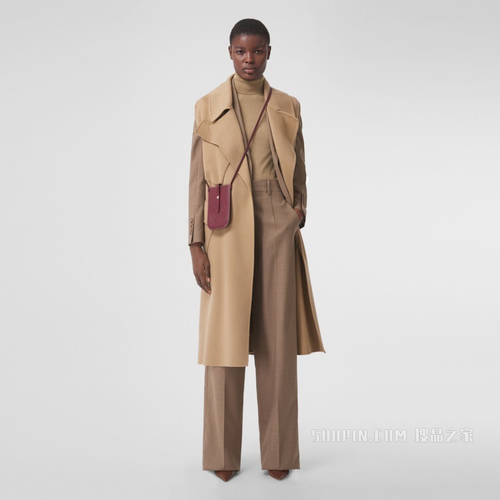 徽标图案皮革 ANNE 手机保护套（含背带） (榴石色) - 女士