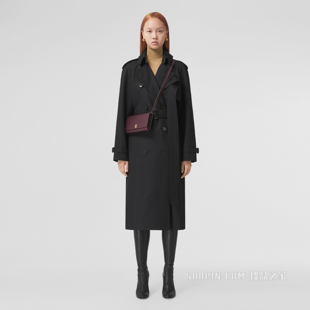 专属标识图案皮革钱夹（含可拆式背带） (深栗色) - 女士