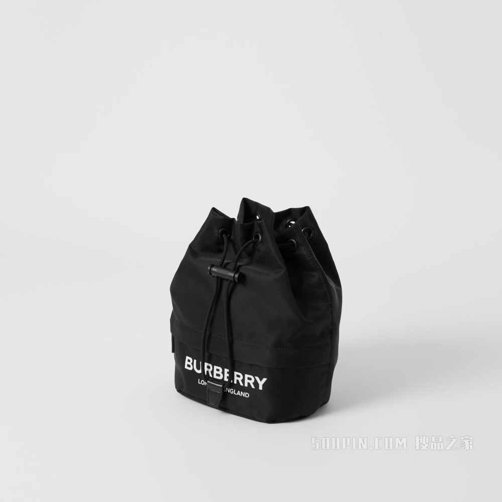 徽标印花 ECONYL® 抽绳收纳袋 (黑色) - 女士
