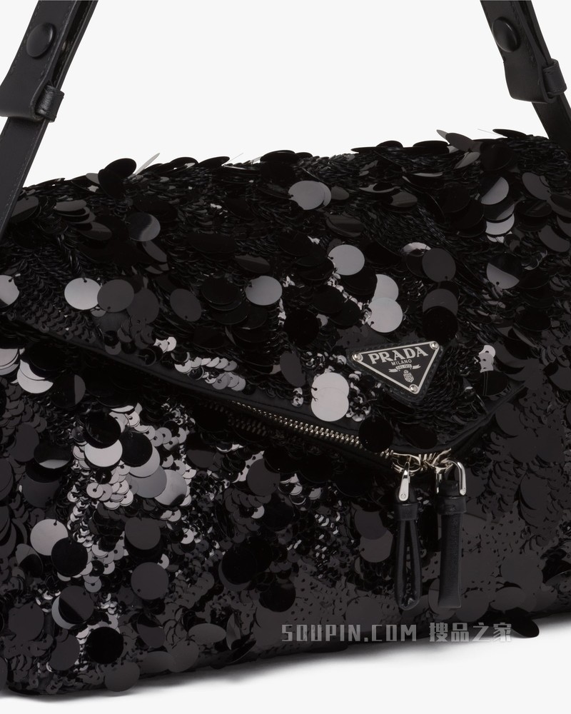 Prada Signaux 亮片和皮革单肩包