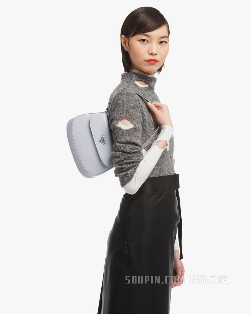 Prada Cleo 亮面皮革翻盖式单肩包