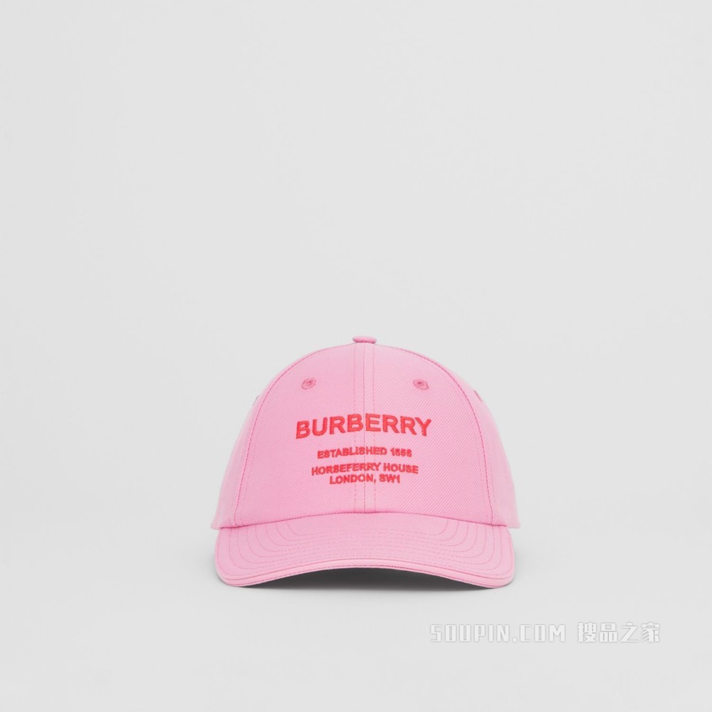 Horseferry 图案棉质斜纹棒球帽 (樱草花粉色)