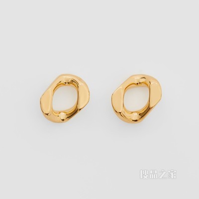 小号镀金链饰耳环 (浅金色) - 女士