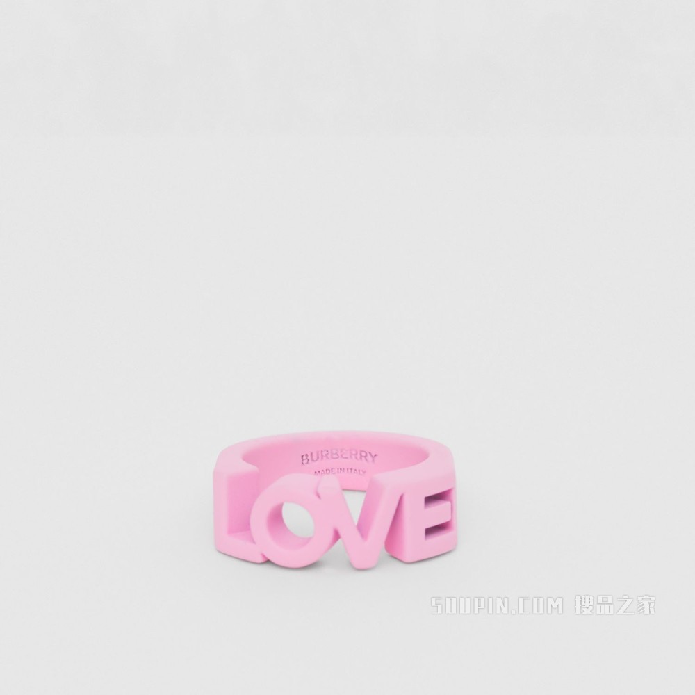 Love 字母漆面戒指 (樱草花粉色) - 女士