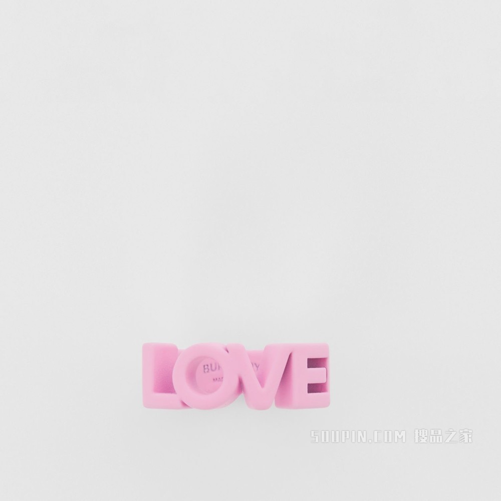 Love 字母漆面戒指 (樱草花粉色) - 女士