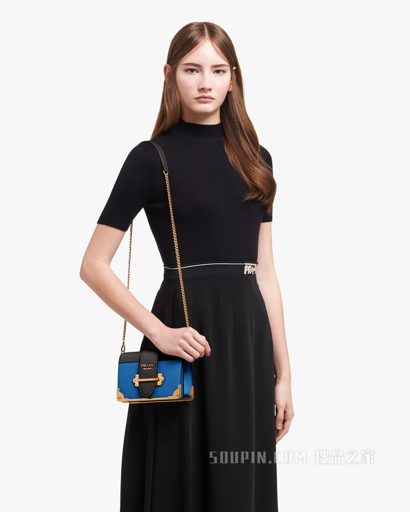 Prada Cahier 皮革单肩包