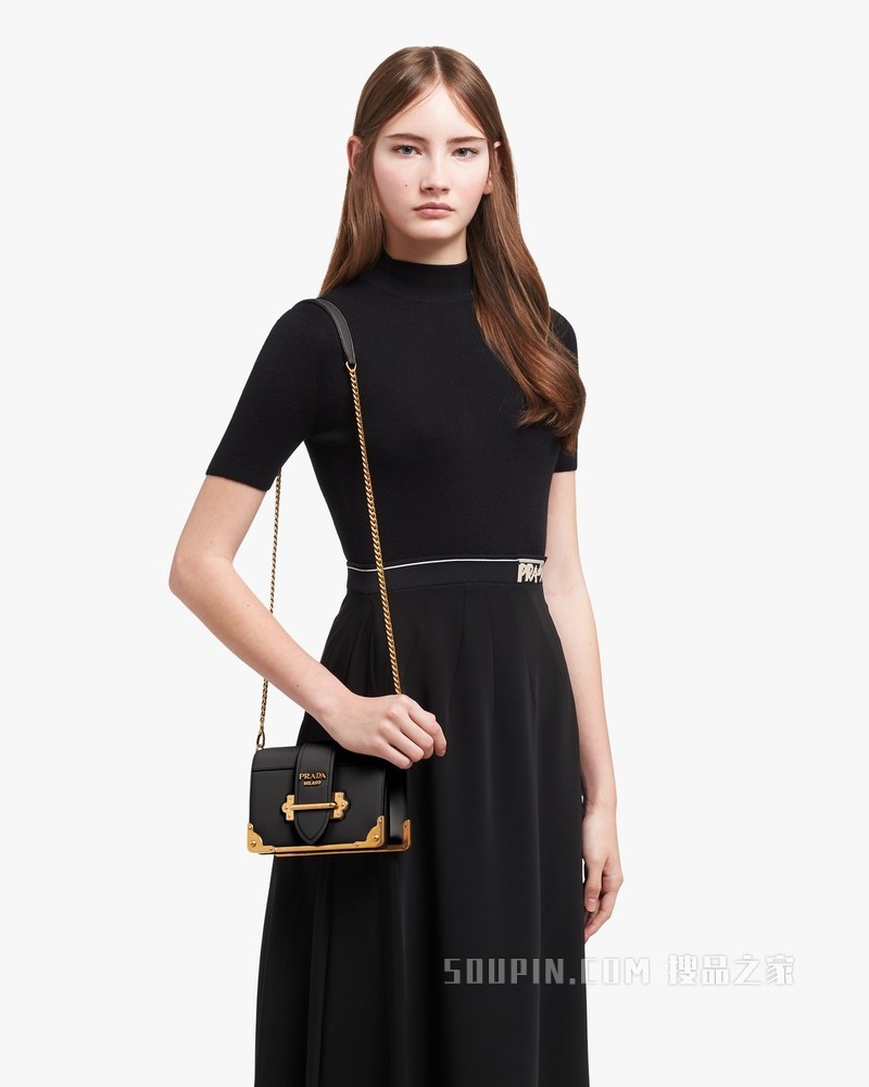 Prada Cahier 皮革单肩包