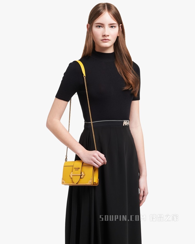 Prada Cahier 皮革单肩包