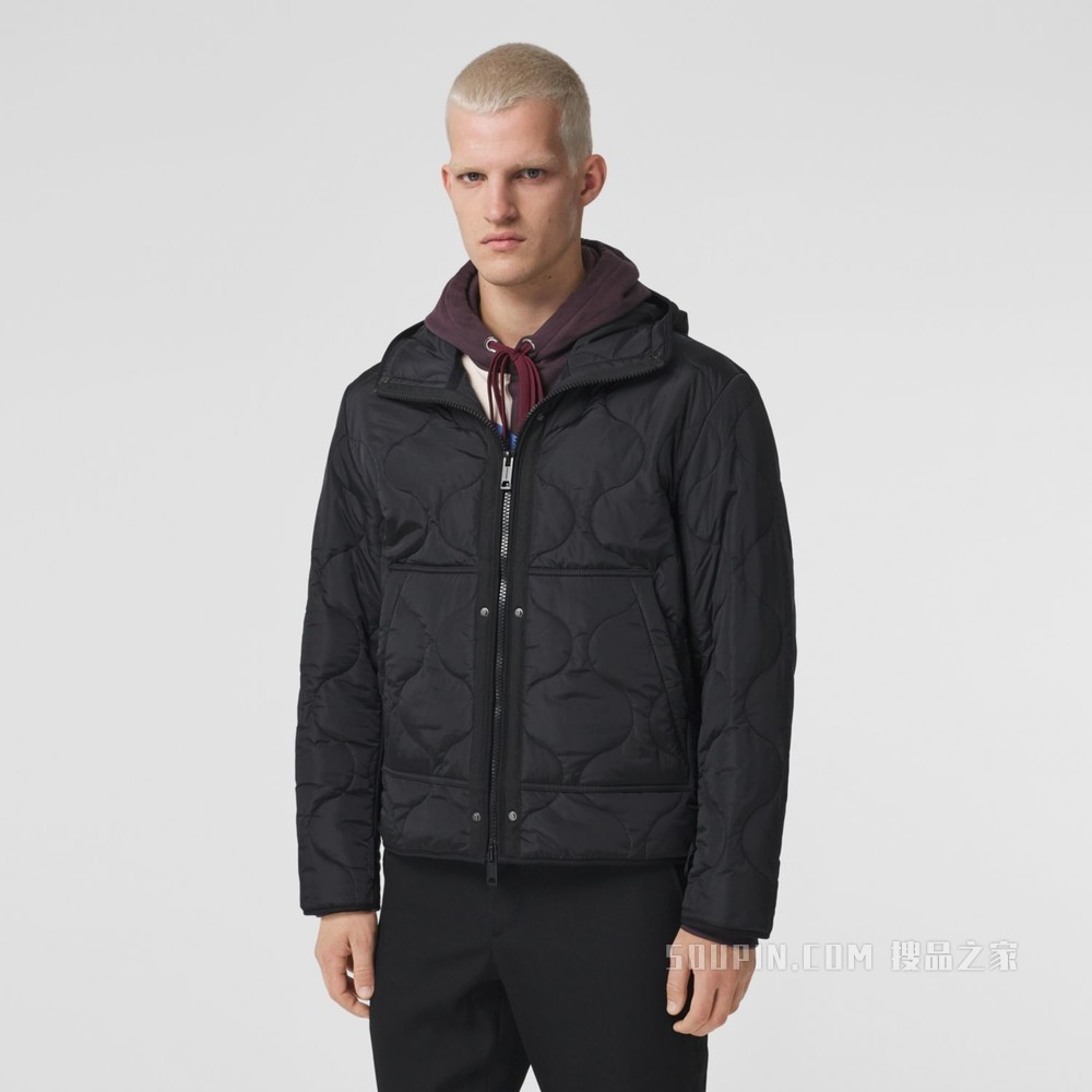 Cotton Gabardine Parka with Detachable Warmer (Black) - 男士