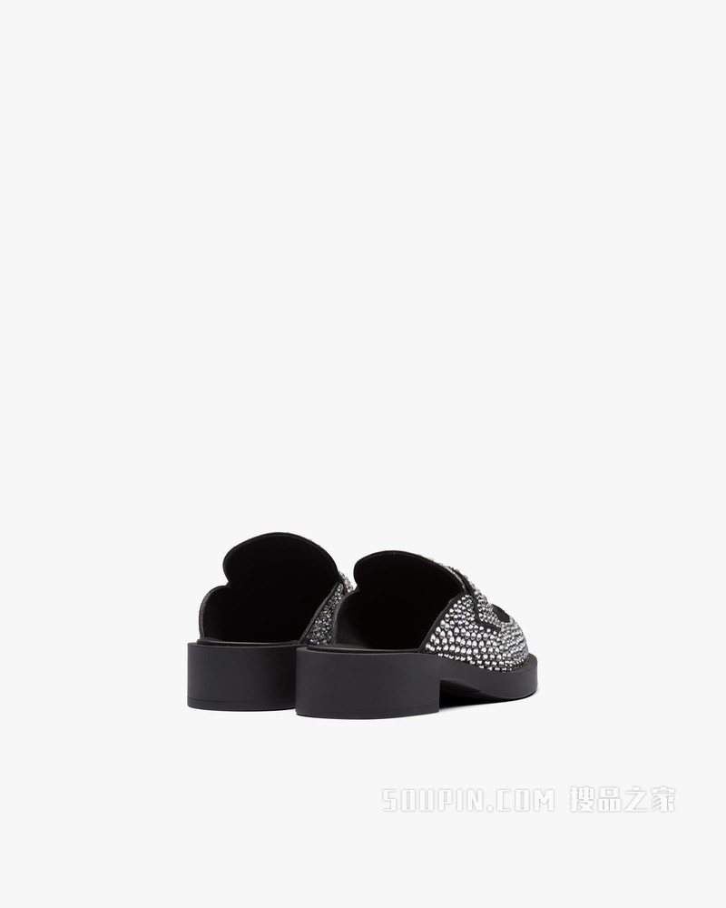 仿水晶装饰缎面穆勒鞋
