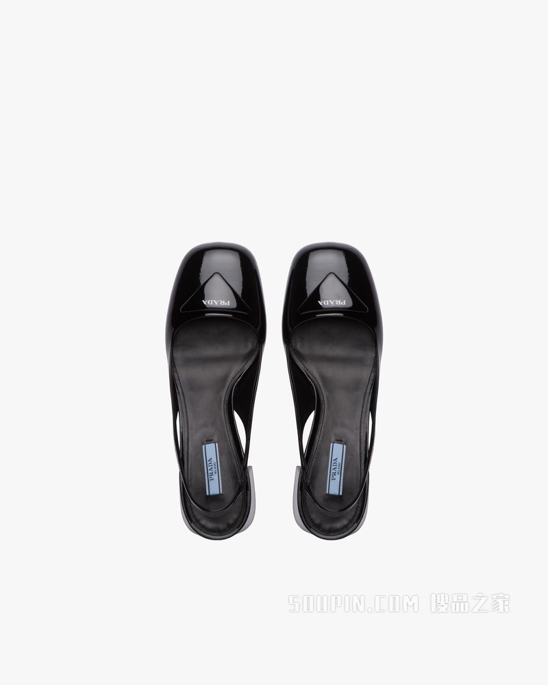 漆皮后饰带高跟鞋