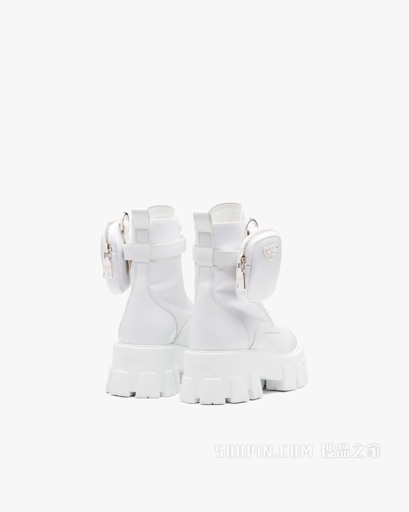 Monolith 亮面皮革和尼龙中筒靴