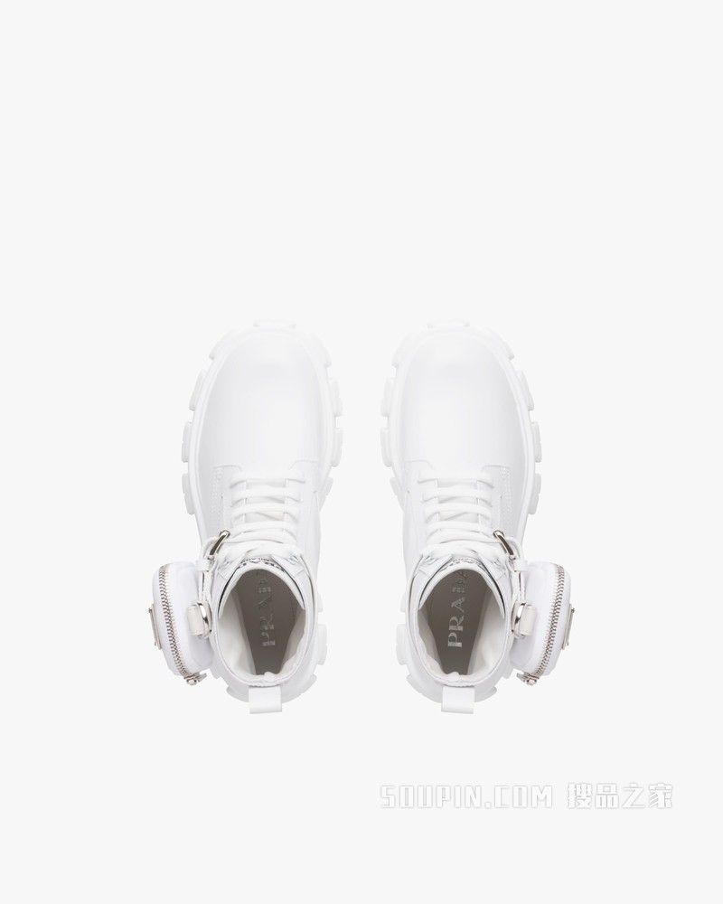 Monolith 亮面皮革和尼龙中筒靴