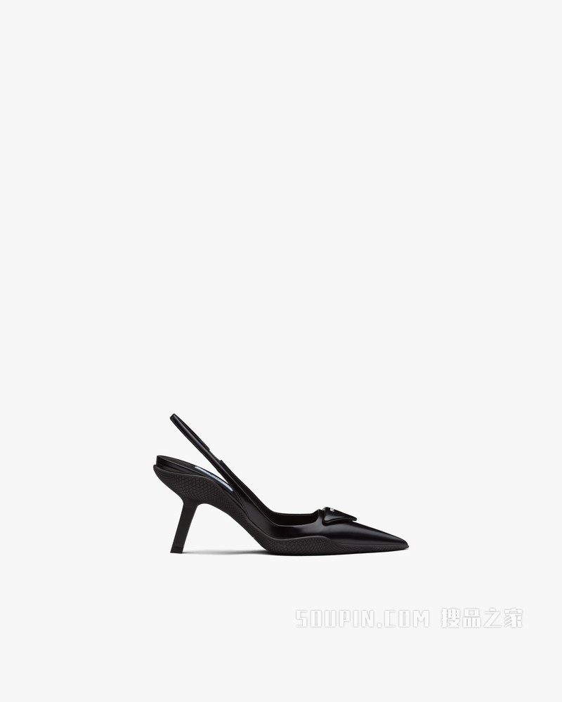 亮面皮革后饰带高跟鞋