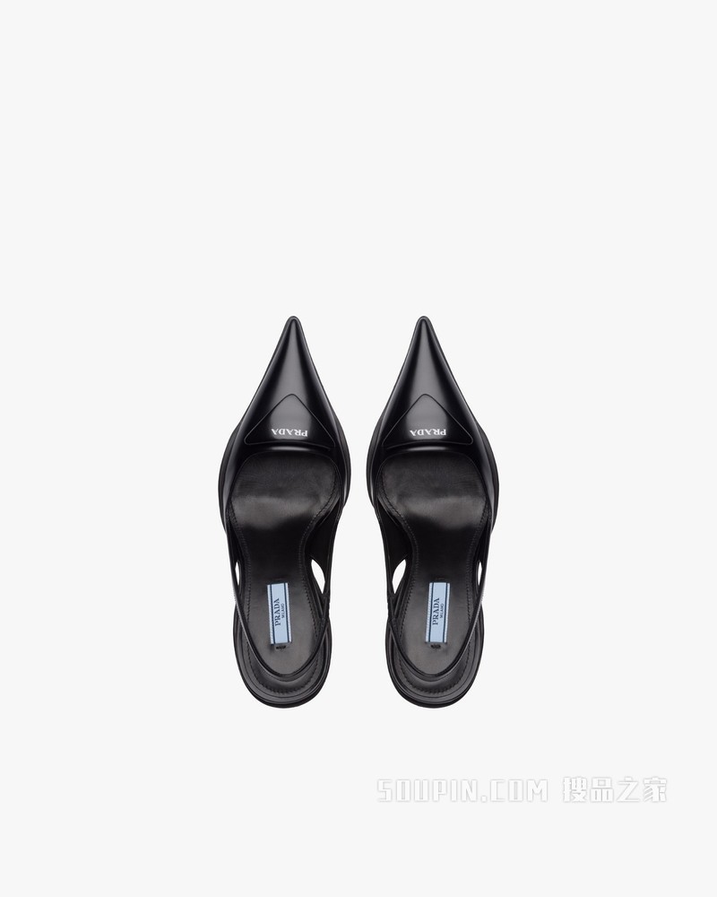 亮面皮革后饰带高跟鞋